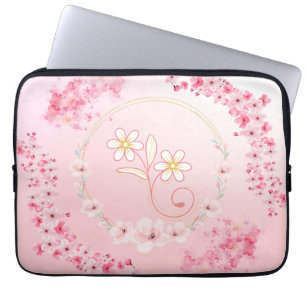 Frühlingssegnen - Rosa und weiße Blumen Laptopschutzhülle
