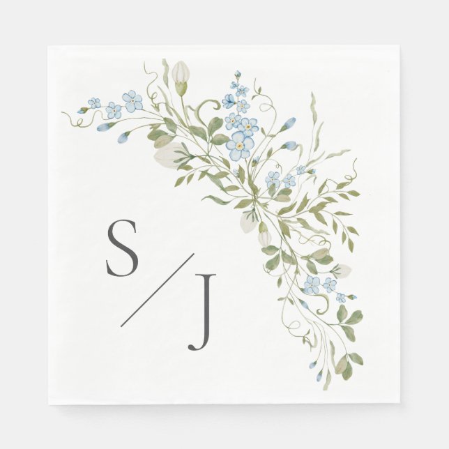 Frühlingssehen Wildblumen Blue Green Wedding Serviette (Vorderseite)