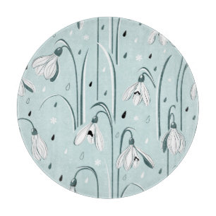 Frühlingssnowdrop: Vintager Raindrop Hintergrund. Schneidebrett