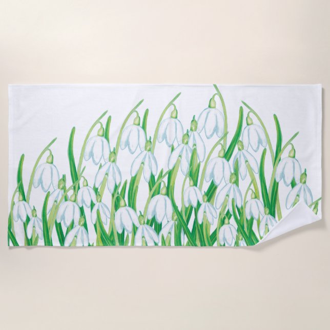 Frühlingssnowdrops Strandtuch (Vorderseite)