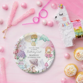 Frühlingssommer Floral Little Fairies Girl Geburts Pappteller