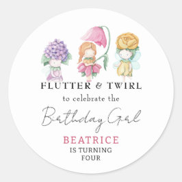 Frühlingssommer Floral Little Fairies Girl Geburts Runder Aufkleber
