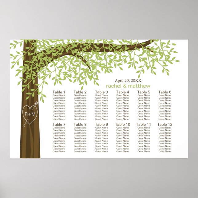 Frühlingssommer Herzbaum Hochzeitsskalender Poster (Vorne)
