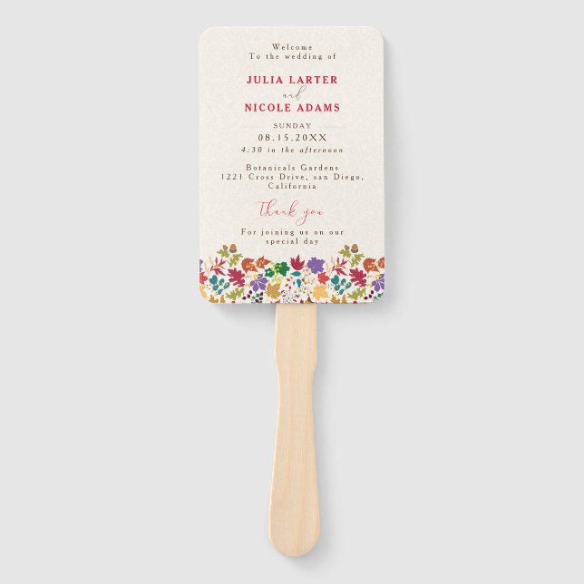Frühlingssommer Lila Meadow Blume Hochzeit Fächer (Vorderseite)