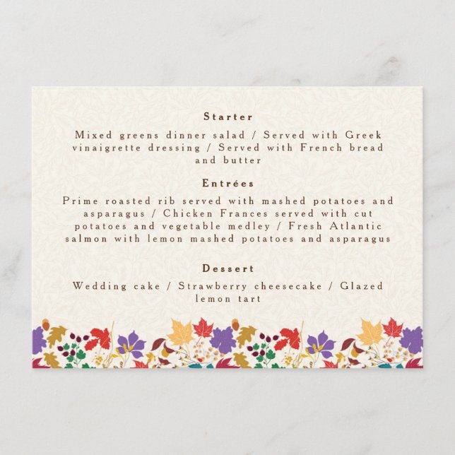 Frühlingssommer Lila Meadow Blume Hochzeit Menükarte (Vorderseite)