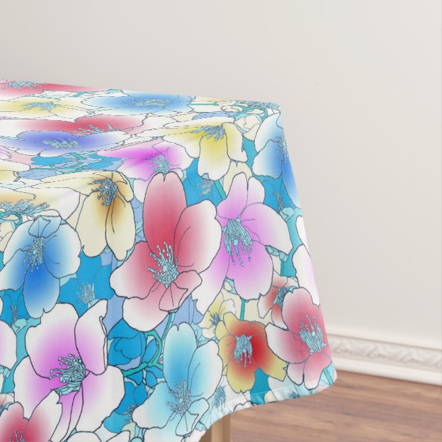 Frühlingssommer Pastel tropische Blume Tischdecke (Beispiel)
