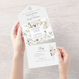 Frühlingssommer Wildblumen Blätter Stems | All In One Einladung