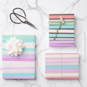 Frühlingssommerfarben in Streifen Geschenkpapier Set