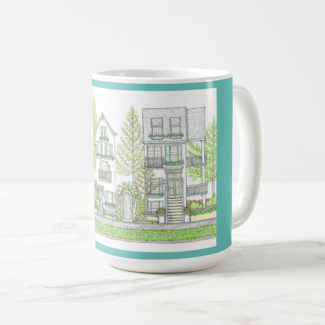 Frühlingsstadt 15oz Tasse Mint (VorderseiteRechts)