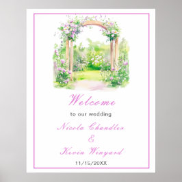 Frühlingsstich-Rosa-Schmetterling-Hochzeit Poster