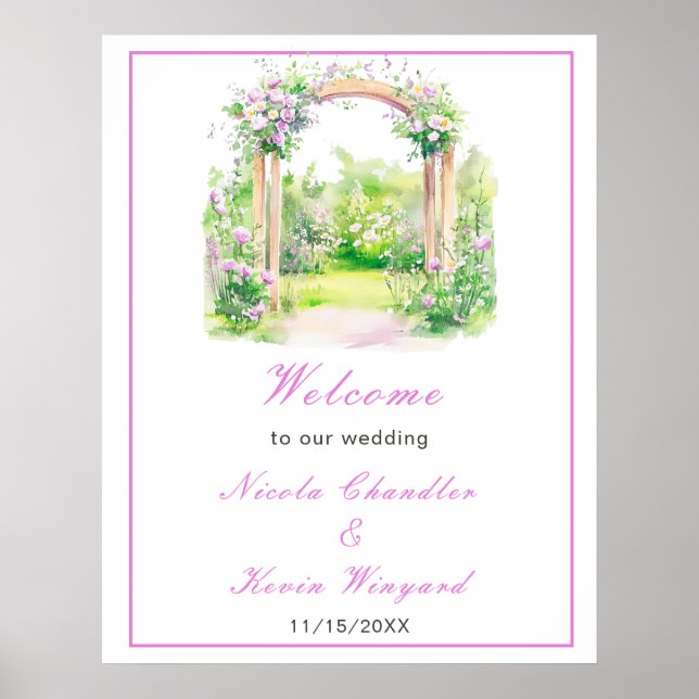 Frühlingsstich-Rosa-Schmetterling-Hochzeit Poster (Vorne)