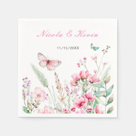 Frühlingsstich-Rosa-Schmetterling-Hochzeit Serviette