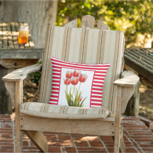 Frühlingsstil Rote Tulpenblume Außenkissen Kissen