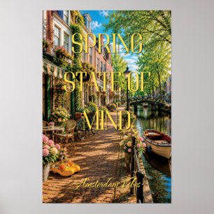 Frühlingsstimmung Amsterdam Kanal Café Kunst Poster