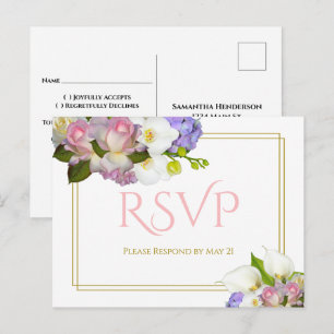 Frühlingsstrauß Hochzeits-RSVP im Pastell-Look Postkarte