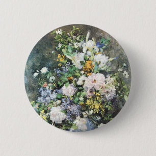 Frühlingsstrauß von Pierre Renoir, Vintage Blumen Button