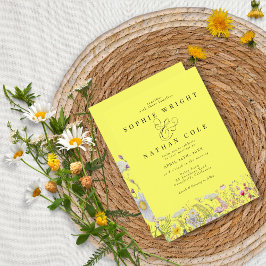 FrühlingsSummer Wildblume Lemon Yellow Boho Weddin Einladung