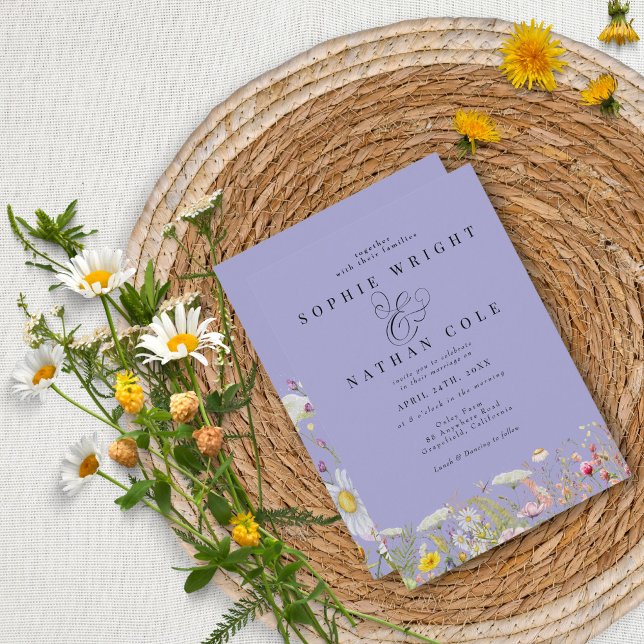 FrühlingsSummer Wildblume Periwinkle Boho Wedding Einladung (Von Creator hochgeladen)