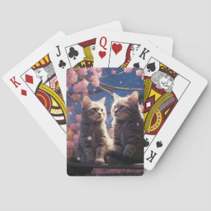 Frühlingssüße Kirschblüten Kätzchen Spielkarten
