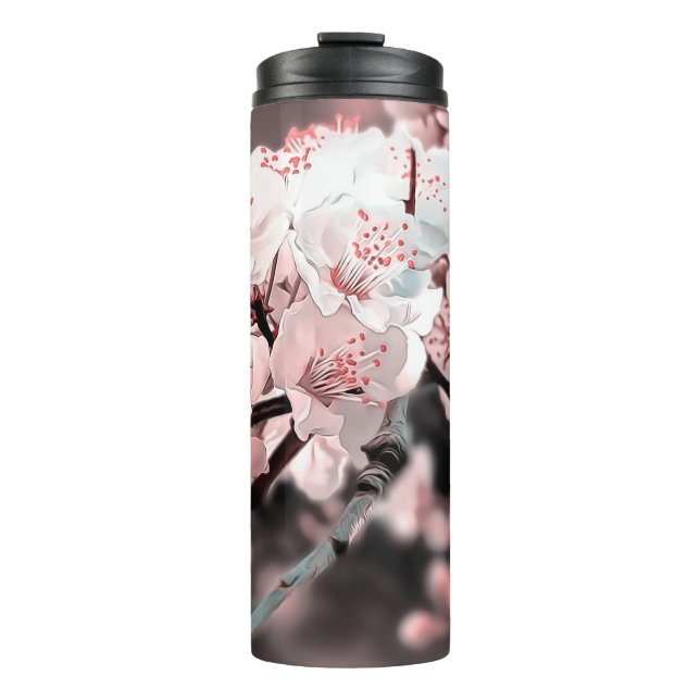 Frühlingsszenario ZierIllustration Rosa Thermosbecher (Vorderseite)