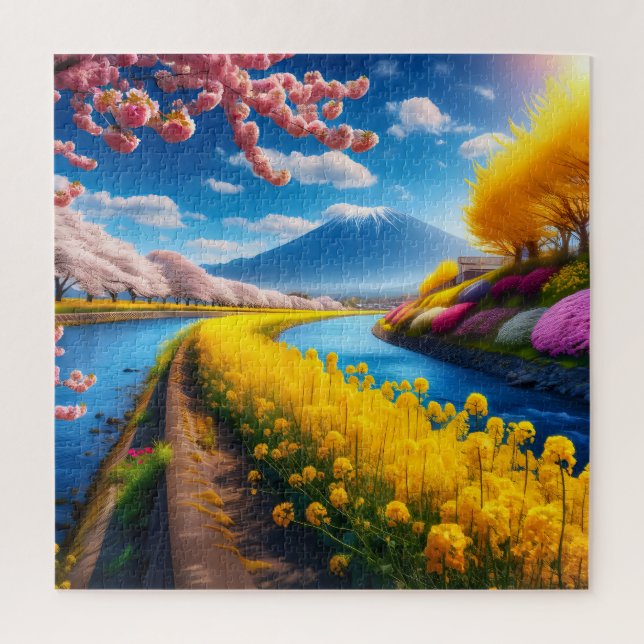 Frühlingsszene mit Kirschblüten und -gebirgen (Vertikal)