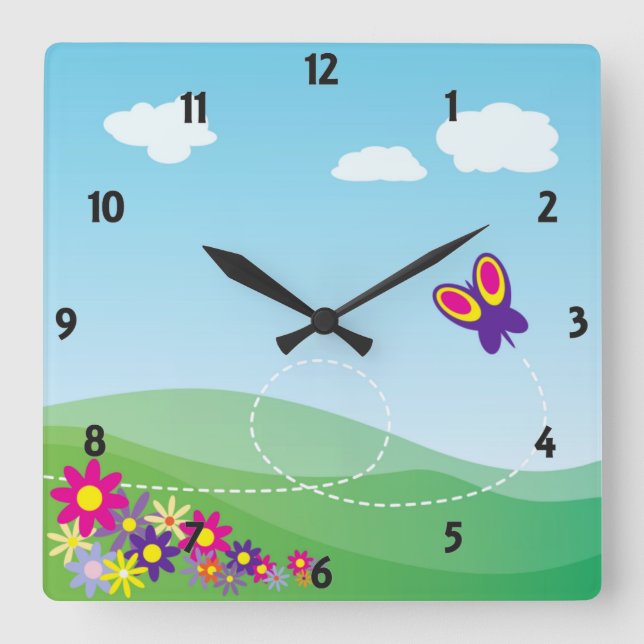 Frühlingstagsmauer Quadratische Wanduhr (Vorderseite)
