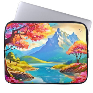 Frühlingstal: Aussicht auf Berge Laptopschutzhülle