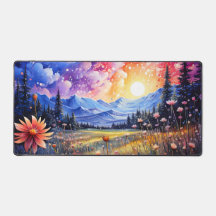 Frühlingstal Sonnenuntergang Illustration