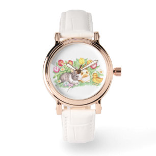 Frühlingsthema Bunnies Osterwache Armbanduhr