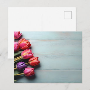 Frühlingstulis für den Valentinstag Postkarte