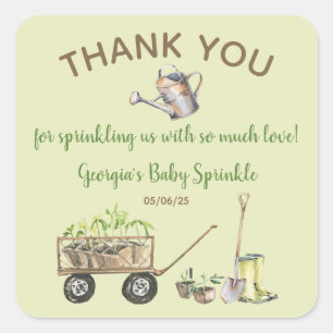 Frühlingsvegetation Garden Watering kann Baby Spri Quadratischer Aufkleber