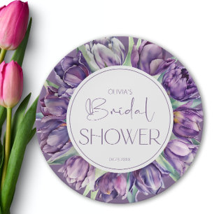Frühlingsviolette Tulpen Brautparty Pappteller