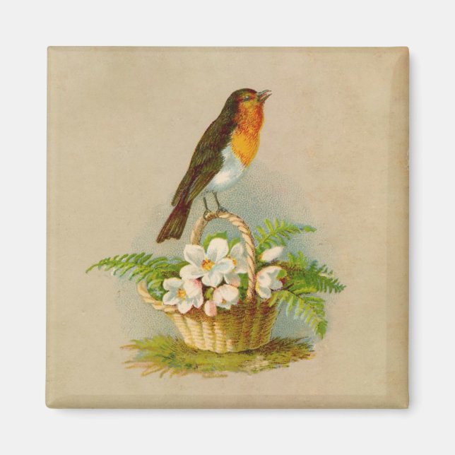 Frühlingsvogel auf Korb Magnet (Vorne)