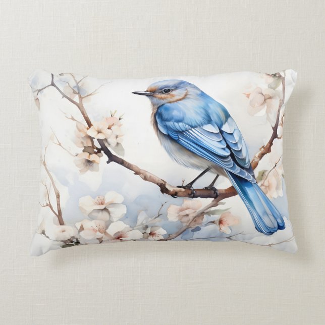 Frühlingsvogel im blühenden Baum Dekokissen (Vorderseite)