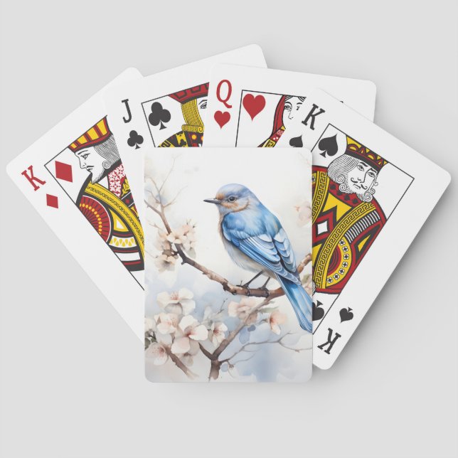 Frühlingsvogel im blühenden Baum Spielkarten (Rückseite)