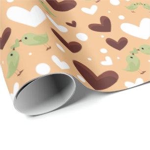Frühlingsvögel Liebe Couple Sweet Chocolate Heart Geschenkpapier