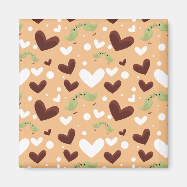 Frühlingsvögel Liebe Couple Sweet Chocolate Heart Magnet (Vorne)