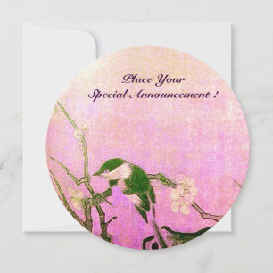 FRÜHLINGSVOGEL-MONOGRAMM Rosa Fuchsia Weiß Braun Ankündigung