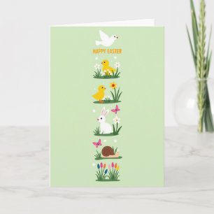 Frühlingsvogel- und Blumenkunstkarte Karte