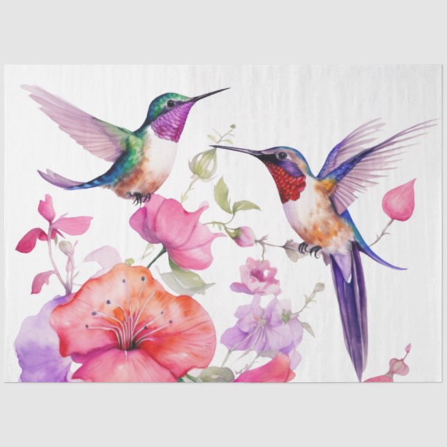 Frühlingsvögel und farbenfrohe Blume Seidenpapier (Vorderseite)