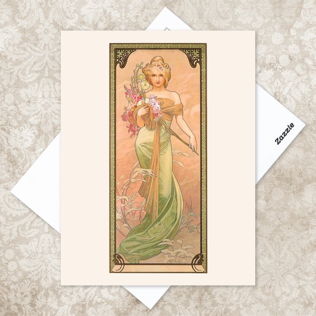 Frühlingsvorführung Alphonse Mucha Postkarte (Von Creator hochgeladen)