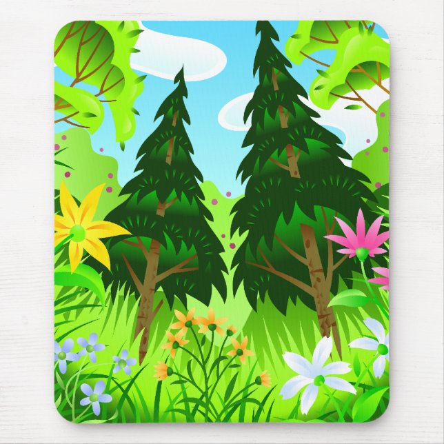 Frühlingswald Bäume und Blumen Szene Mousepad (Vorne)