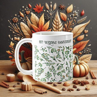 Frühlingswald Blätter Wilde Blumen Süße Hochzeitst Kaffeetasse