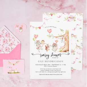 Frühlingswald Drive-By-Baby-Shower-Einladung