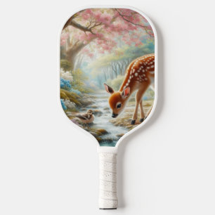 Frühlingswälder mit Ente und Fawn/Reh Pickleball Schläger