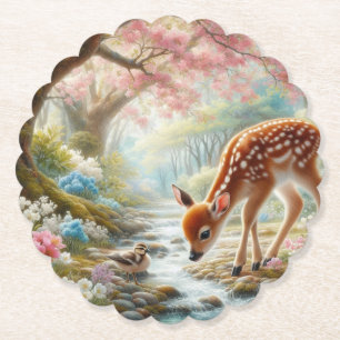 Frühlingswälder mit Ente und Fawn/Reh Untersetzer