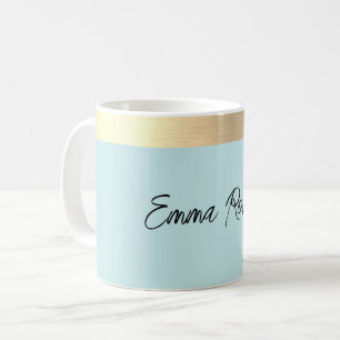 Frühlingswasser Blau Goldfolie Rustikal Faux Kaffeetasse