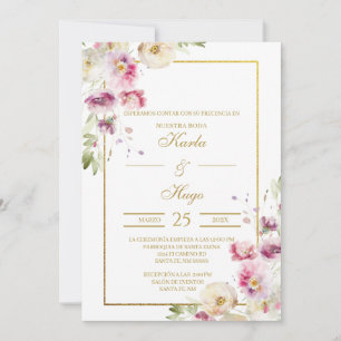 Frühlingswasser florale Spanische Hochzeit Einladung