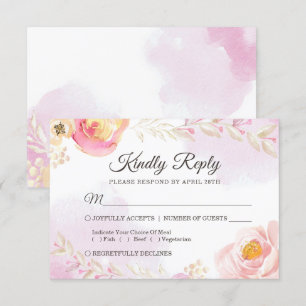 Frühlingswasser Girly Pink & Gold Hochzeit RSVP