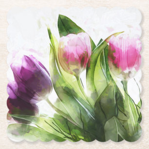Frühlingswasser violette Blumen Papierfresser Unt Untersetzer